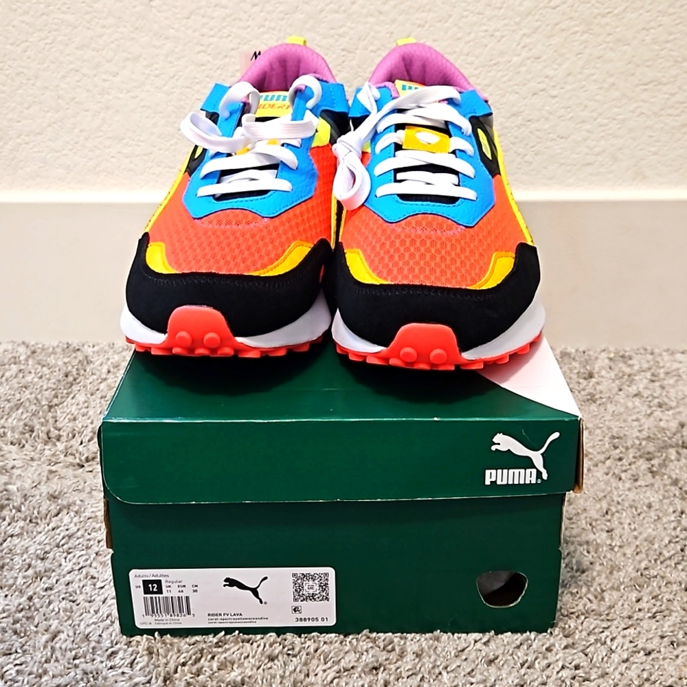 PUMA RIDER FV LAVA. SIZE 12. Multi color. GLOW IN THE DARK